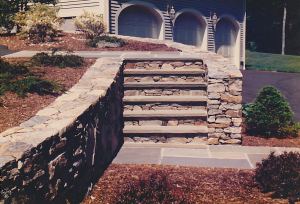 Stone stairs and stone wall, MetroWest Boston