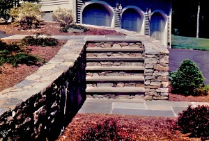 Stone wall and steps.