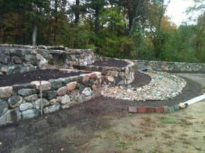 Stone wall in Medfield, Massachusetts by Don Nyren Masonry.